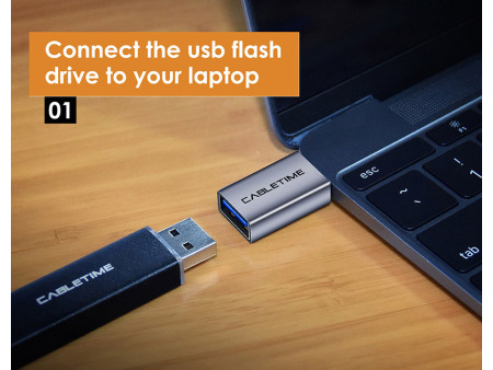 CABLETIME αντάπτορας USB-C σε USB CT-CMAFOTG, 5Gbps, γκρι