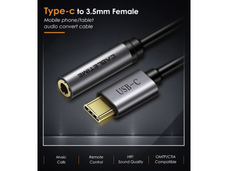 CABLETIME αντάπτορας USB-C σε 3.5mm CT-CMAUDIO, γκρι