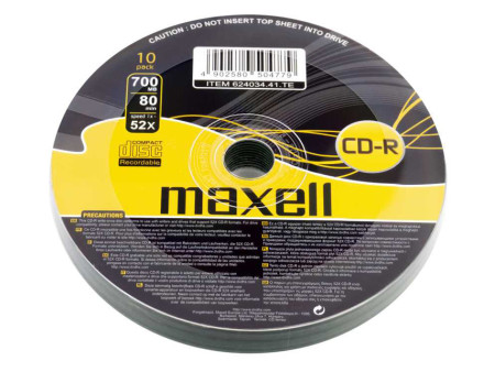 MAXELL CD-R 624034-41, 700ΜΒ, 80min, 52x speed, spindle pack 10τμχ