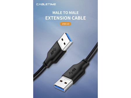 CABLETIME καλώδιο USB CT-AMAMN, 5 Gbps, 1m, μαύρο