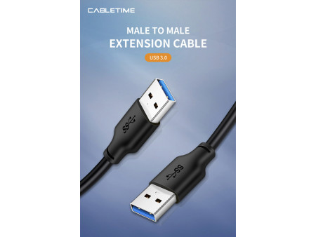 CABLETIME καλώδιο USB CT-AMAMN, 5 Gbps, 3m, μαύρο