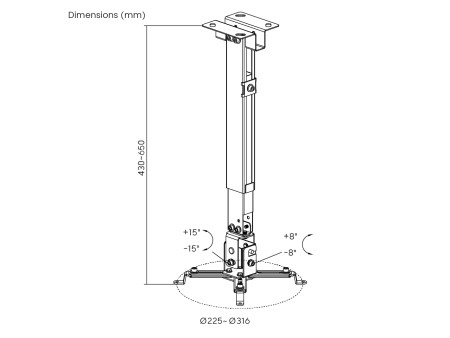 POWERTECH βάση projector οροφής PT-1255, έως 20kg