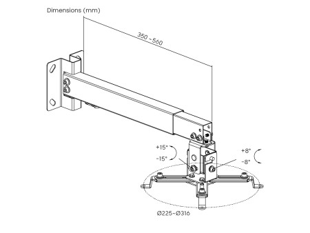 POWERTECH βάση projector οροφής PT-1255, έως 20kg