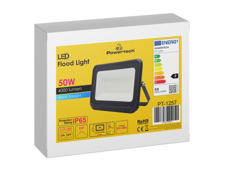 POWERTECH LED προβολέας PT-1257, 50W, 4000K, 4000lm, IP65