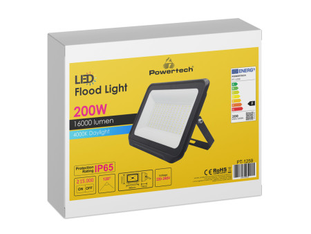 POWERTECH LED προβολέας PT-1259, 200W, 4000K, 16000lm, IP65