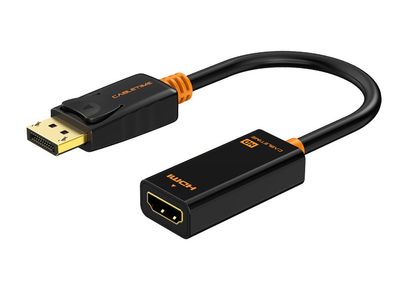 CABLETIME αντάπτορας DisplayPort σε HDMI CT-01G, 1080p, 0.2m, μαύρος