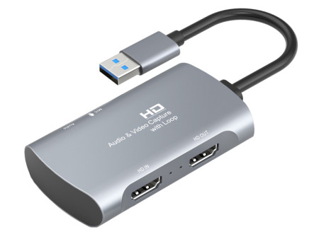 CABLETIME audio & video capture CT-HAVC-AG, HDMI/USB, loop 4K/60Hz, γκρι