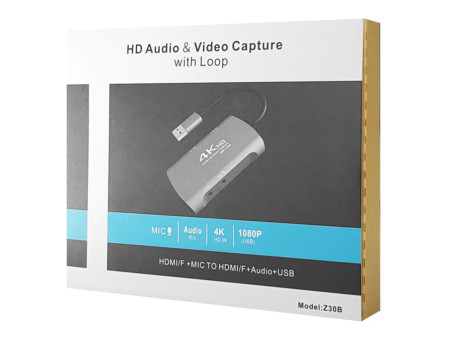 CABLETIME audio & video capture CT-HAVC-AG, HDMI/USB, loop 4K/60Hz, γκρι