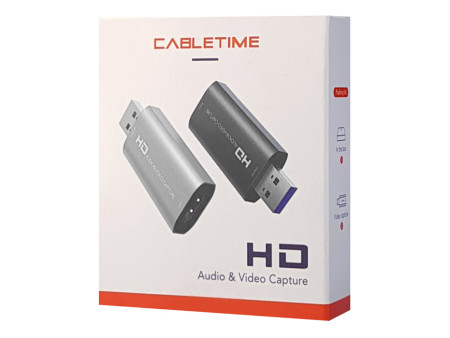 CABLETIME video capture CT-HVC-AB, HDMI/USB σύνδεση, 4K/30Hz, μαύρο