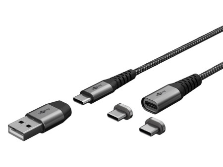 GOOBAY καλώδιο USB/USB-C σε USB-C 65653, μαγνητικό, 60W, 1m, γκρι