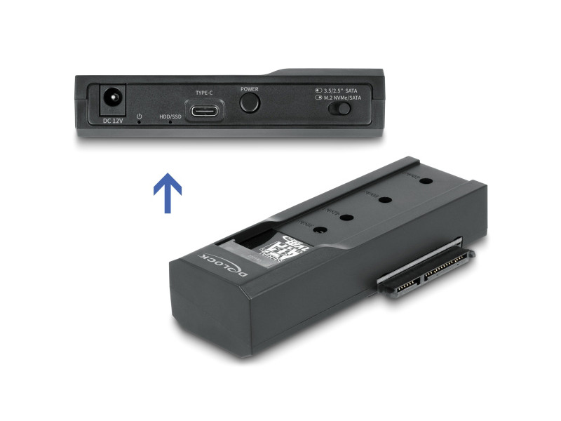 DELOCK docking station 64253 για M.2 NVMe/SATA SSD & HDD, 10Gbps, μαύρο