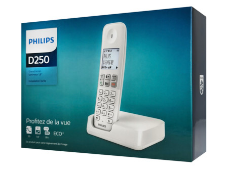 PHILIPS ασύρματο τηλέφωνο D2501W-34, με ελληνικό μενού, λευκό