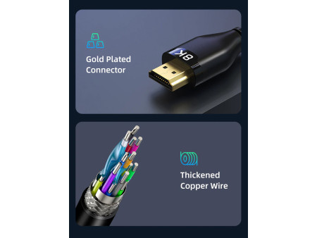 CABLETIME καλώδιο HDMI 2.1 CT-HM8K με Ethernet, 8K/60Hz, 48 Gbps, 1m, μαύρο