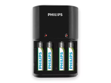 PHILIPS φορτιστής μπαταριών AA & AΑΑ NiMH SCB1450NB με 4x AAA, μαύρος