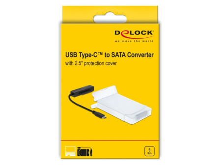 DELOCK αντάπτορας USB-C σε SATA 64084 με θήκη για 2.5" HDD/SSD, 6Gbps