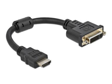 DELOCK αντάπτορας HDMI σε DVI 65206, 4K/30Hz, 20cm, μαύρος