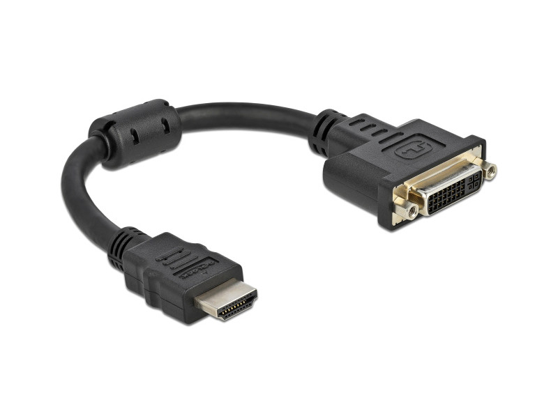 DELOCK αντάπτορας HDMI σε DVI 65206, 4K/30Hz, 20cm, μαύρος