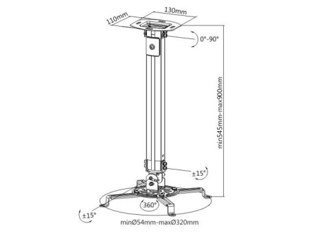 BRATECK βάση projector οροφής PRB-18M, 13.5kg