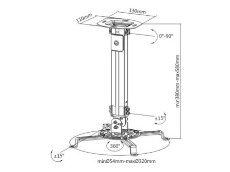 BRATECK βάση projector οροφής PRB-18S, 13.5kg