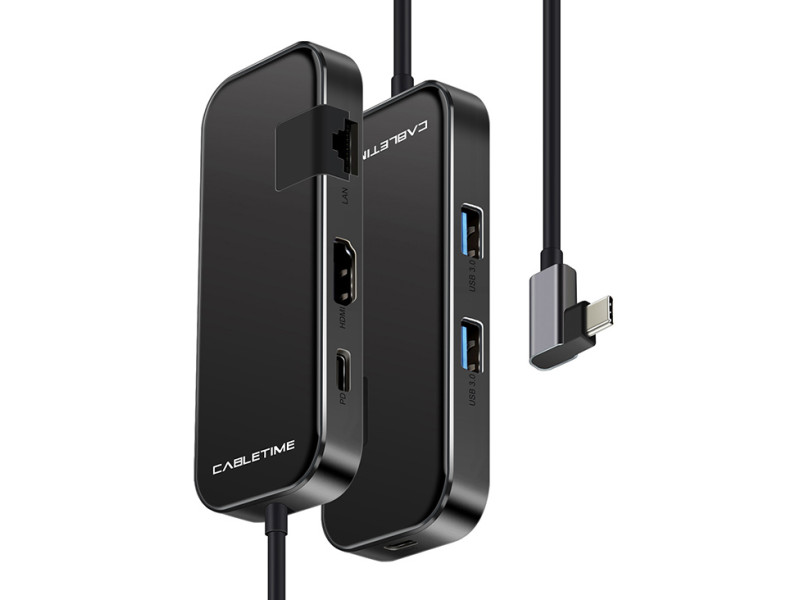 CABLETIME docking station CT-CMHD61G, 6 θυρών, USB-C σύνδεση, 4K, 60W, μαύρο