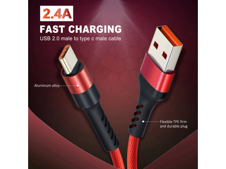 CABLETIME καλώδιο USB-C σε USB CT-PU32, 12W, 480Mbps, 1m, κόκκινο