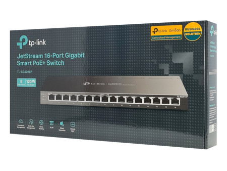 TP-LINK JetStream switch TL-SG2016P, 16-Port Gigabit, 8x PoE+, Ver. 1.0