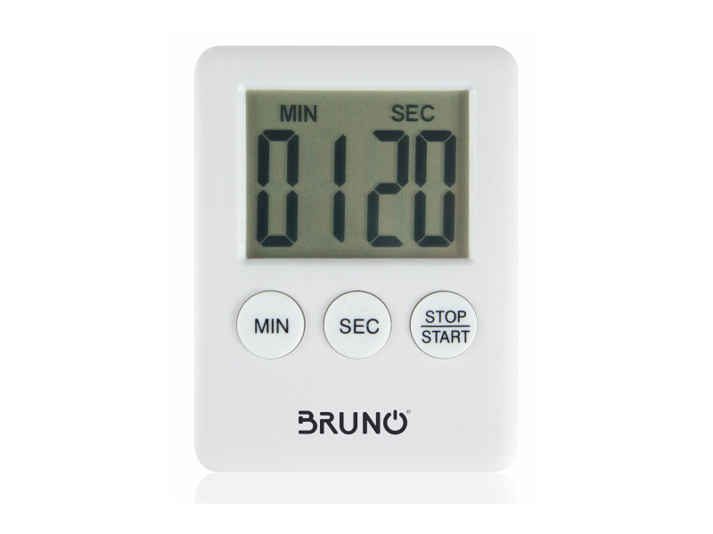 BRUNO χρονόμετρο & αντίστροφη μέτρηση BRN-0063, LCD, με μαγνήτη, λευκό