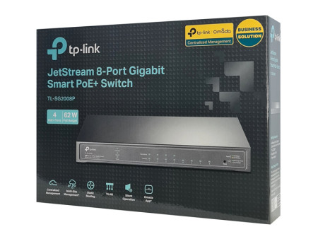 TP-LINK JetStream switch TL-SG2008P, 8-Port Gigabit, 4x PoE+, Ver. 3.0