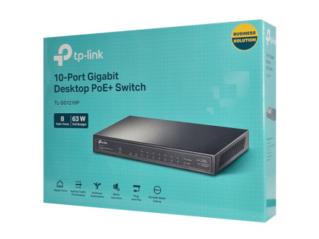 TP-LINK desktop switch TL-SG1210P, 10-Port Gigabit, 8x PoE+, Ver. 3.0