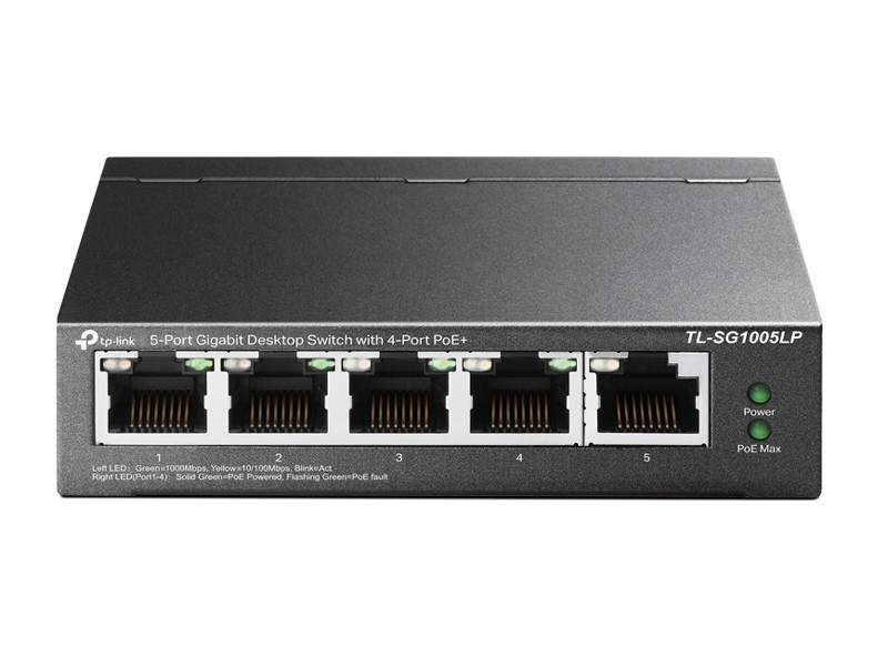 TP-LINK desktop switch TL-SG1005LP, 5-Port Gigabit, 4x PoE+, Ver. 2.0