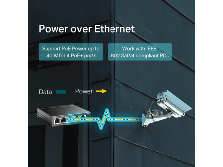 TP-LINK desktop switch TL-SG1005LP, 5-Port Gigabit, 4x PoE+, Ver. 2.0