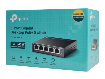 TP-LINK desktop switch TL-SG1005LP, 5-Port Gigabit, 4x PoE+, Ver. 2.0