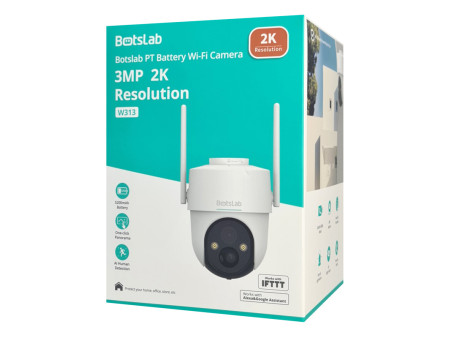 BOTSLAB smart ηλιακή κάμερα W313, 3MP/2K, WiFi, PTZ, SD, 5200mAh, IP65