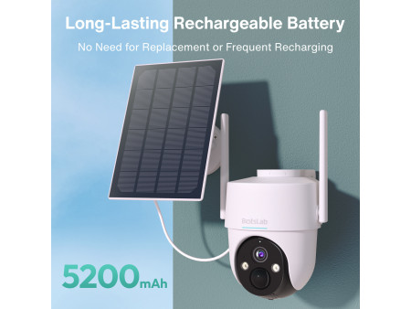 BOTSLAB smart ηλιακή κάμερα W313, 3MP/2K, WiFi, PTZ, SD, 5200mAh, IP65