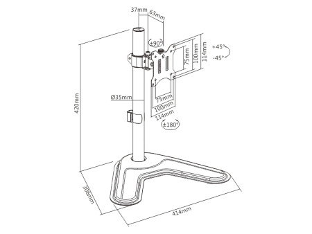 BRATECK βάση γραφείου LDT57-T01 για οθόνη 17"-32", έως 9kg