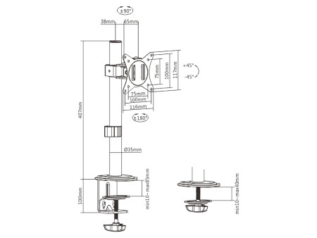 BRATECK βάση γραφείου LDT66-C01 για οθόνη 17"-32", έως 9kg