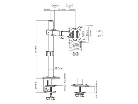 BRATECK βάση γραφείου LDT66-C011 για οθόνη 17"-32", έως 9kg