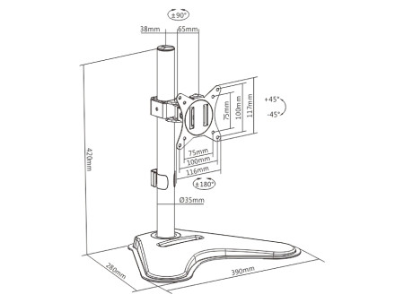 BRATECK βάση γραφείου LDT66-T01 για οθόνη 17"-32", έως 9kg