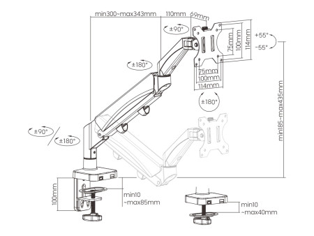 BRATECK βάση γραφείου LDT56-C012 για οθόνη 17"-32", έως 9kg