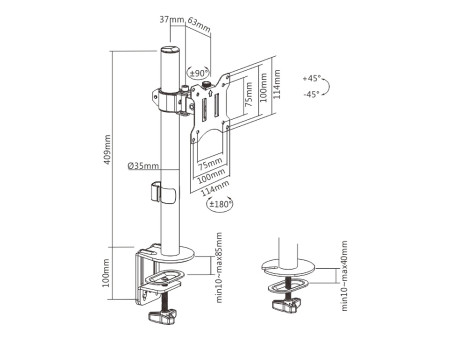 BRATECK βάση γραφείου LDT57-C01 για οθόνη 17"-32", έως 9kg