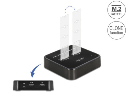 DELOCK docking station 64178, clone function, 2x M.2 SATA, 6Gbps, μαύρο