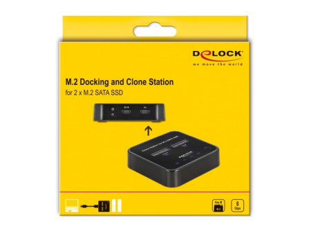 DELOCK docking station 64178, clone function, 2x M.2 SATA, 6Gbps, μαύρο