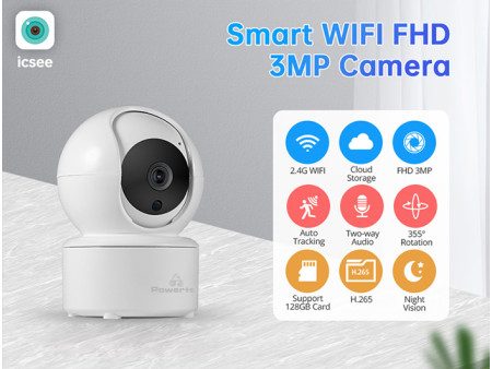 POWERTECH smart κάμερα PT-1085, 3.6mm, 3MP, WiFi, PTZ