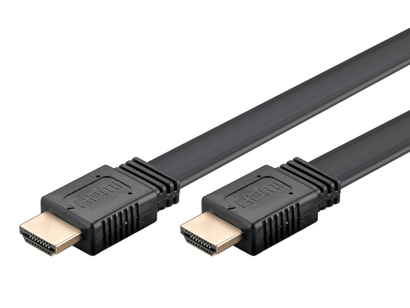 GOOBAY καλώδιο HDMI 2.0 61277, Ethernet flat, 4K/60Hz 18 Gbps, 1m, μαύρο