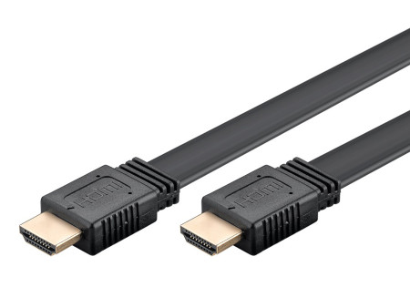 GOOBAY καλώδιο HDMI 2.0 61279, Ethernet flat, 4K/60Hz 18 Gbps, 2m, μαύρο