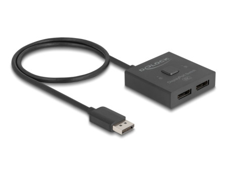 DELOCK DisplayPort switch 18906, 2 σε 1, bidirectional, 8K/30Hz, μαύρο