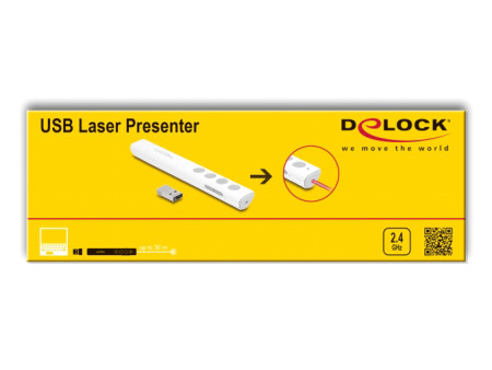 DELOCK τηλεχειριστήριο παρουσιάσεων 64251 με laser & πλήκτρα, 30m, λευκό