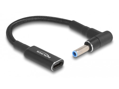 DELOCK καλώδιο τροφοδοσίας 60031, USB-C σε HP 4.5x3.0mm, 15cm, μαύρο