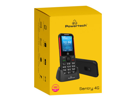 POWERTECH κινητό τηλέφωνο Sentry 4G PTM-33, SOS Call, με φακό, μαύρο