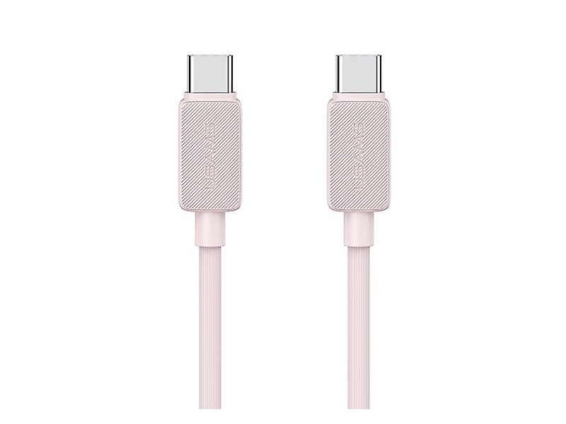 USAMS καλώδιο USB-C σε USB-C US-SJ691, 60W, 480Mbps, 1m, ροζ